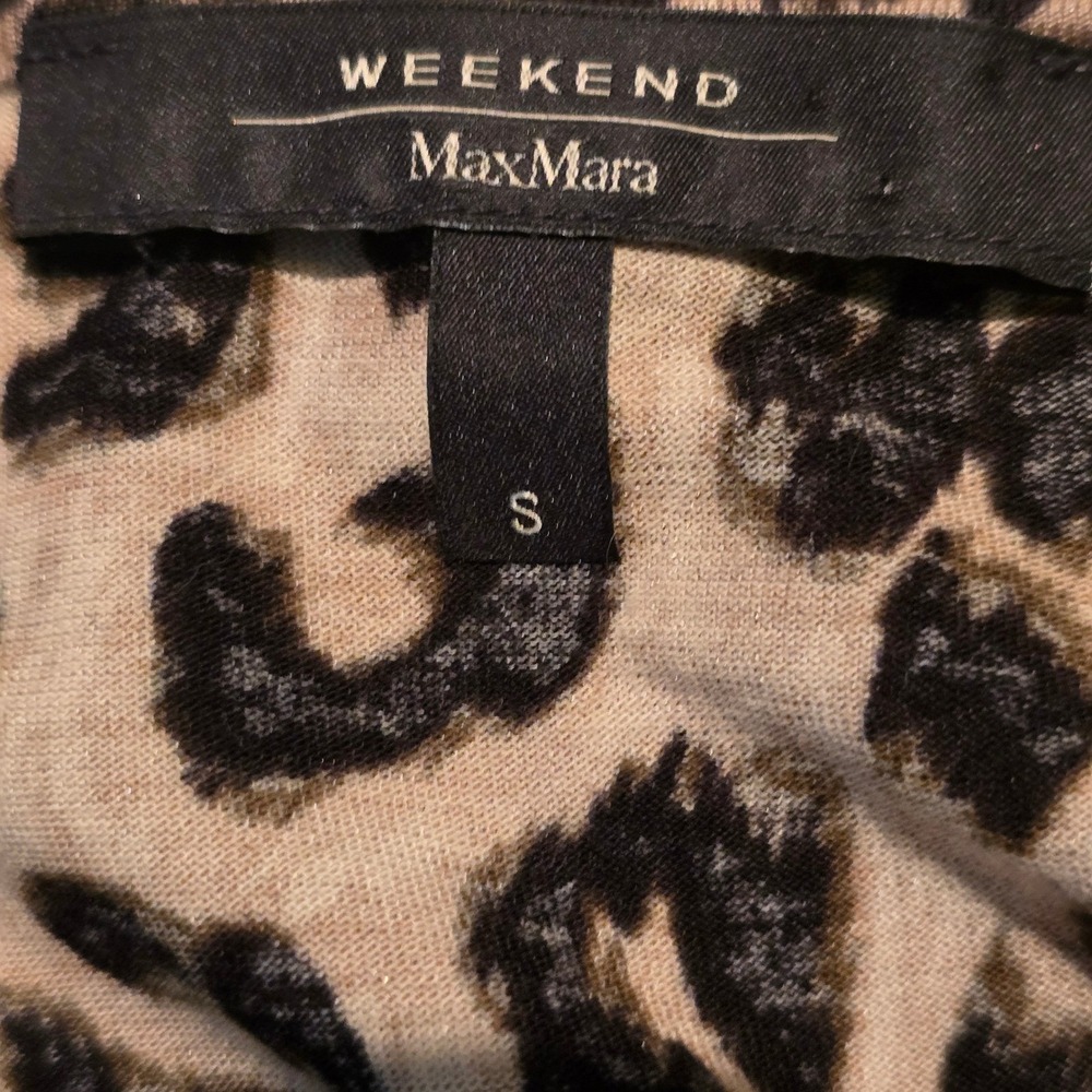 Weekend Max Mara Leopard Silk Cotton‎ Midi Dress Women Long Sleeve Daywear - Picture 2 of 7
